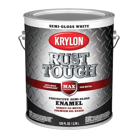Krylon Rust Tough Oil-Based Semi-Gloss Rust Control Enamel, White, 1 Gal. K09734008